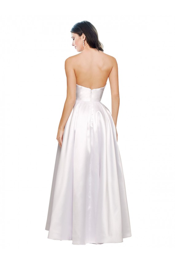 Long Sleeveless Stretch Satin White A-Line Formal Evening Dress