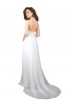 Sweep Train Sleeveless Soft Chiffon White A-Line Semi Formal Evening Dress