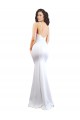 Long Sleeveless Stretch Crepe White Mermaid Black Tie Evening Dress