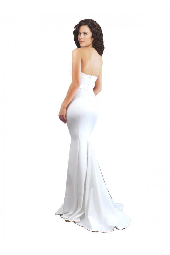 Long Sleeveless Stretch Crepe White Mermaid Formal Evening Dress