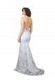 Long Sleeveless Stretch Crepe & Sequin Tulle White Mermaid Formal Evening Dress