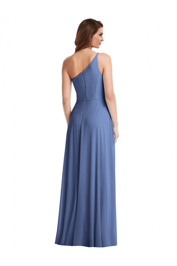 Long Sleeveless Soft Chiffon Windsor Blue A-Line Formal Evening Dress