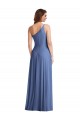 Long Sleeveless Soft Chiffon Windsor Blue A-Line Formal Evening Dress